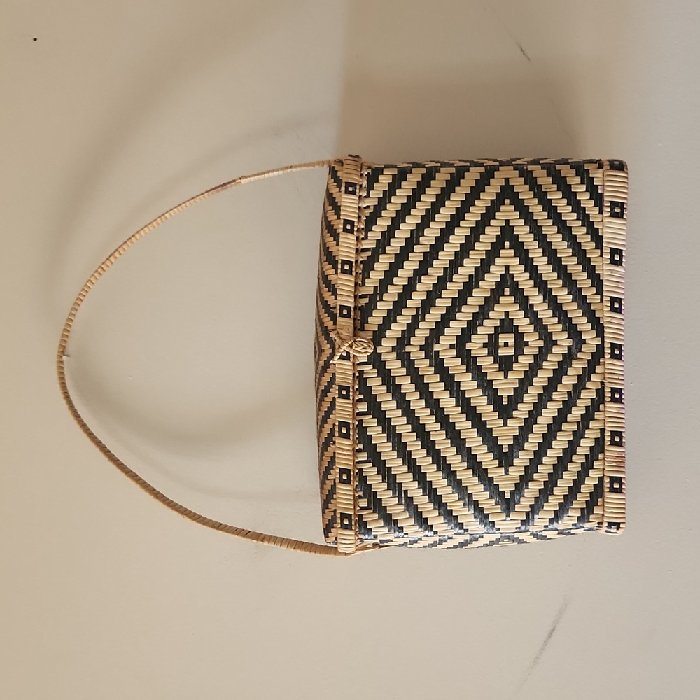 Anthropologie Wicker woven geometric handbag - Picture 2 of 9